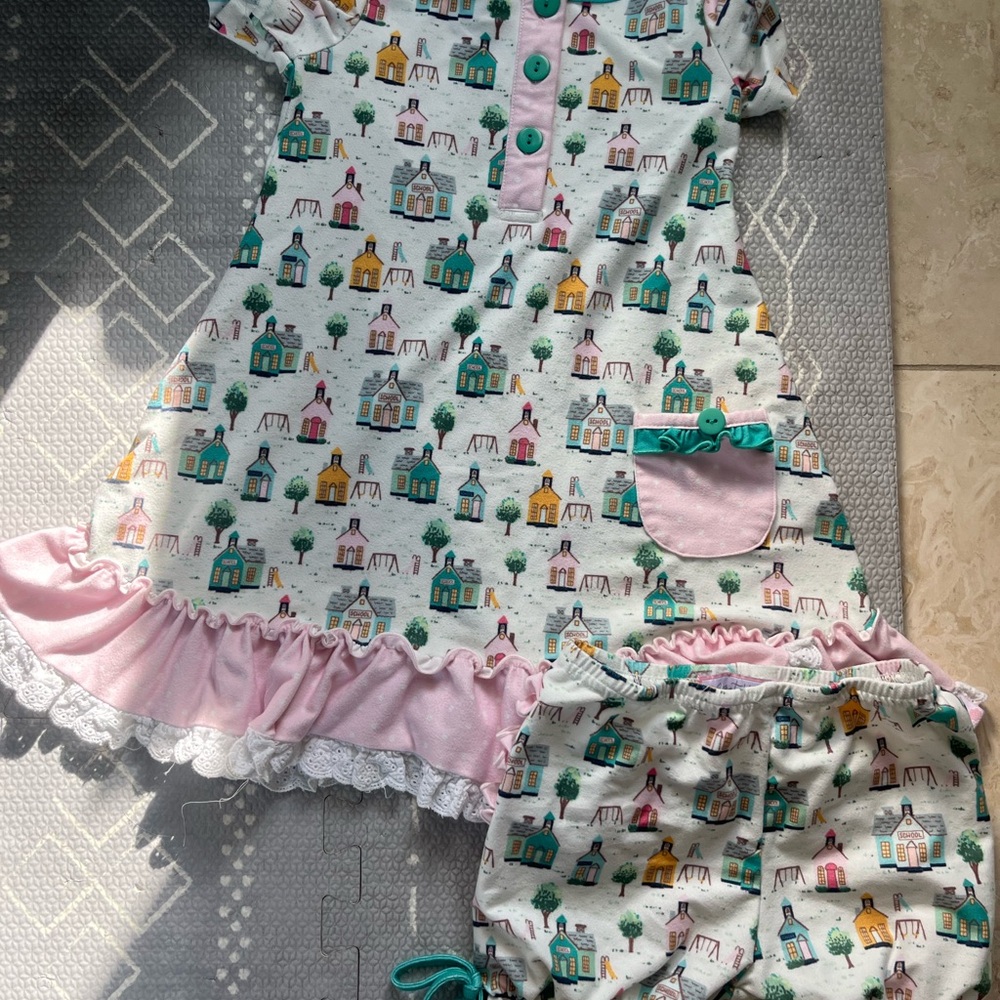 SweetHoney Kids Pajama Set with Pink and Teal Accents